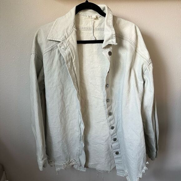 WOMENS CLOUD TEN DISTRESSED DENIM JACKET SIZE LARGE - Picture 1 of 5